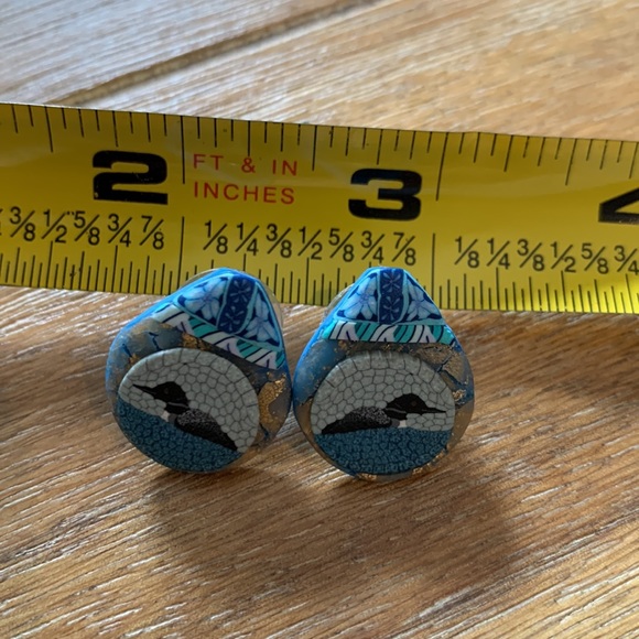 BEADUNIQUE BY BARBARA SPERLING | Polymer Clay Post Earrings w/ Loons | One size - Picture 4 of 6